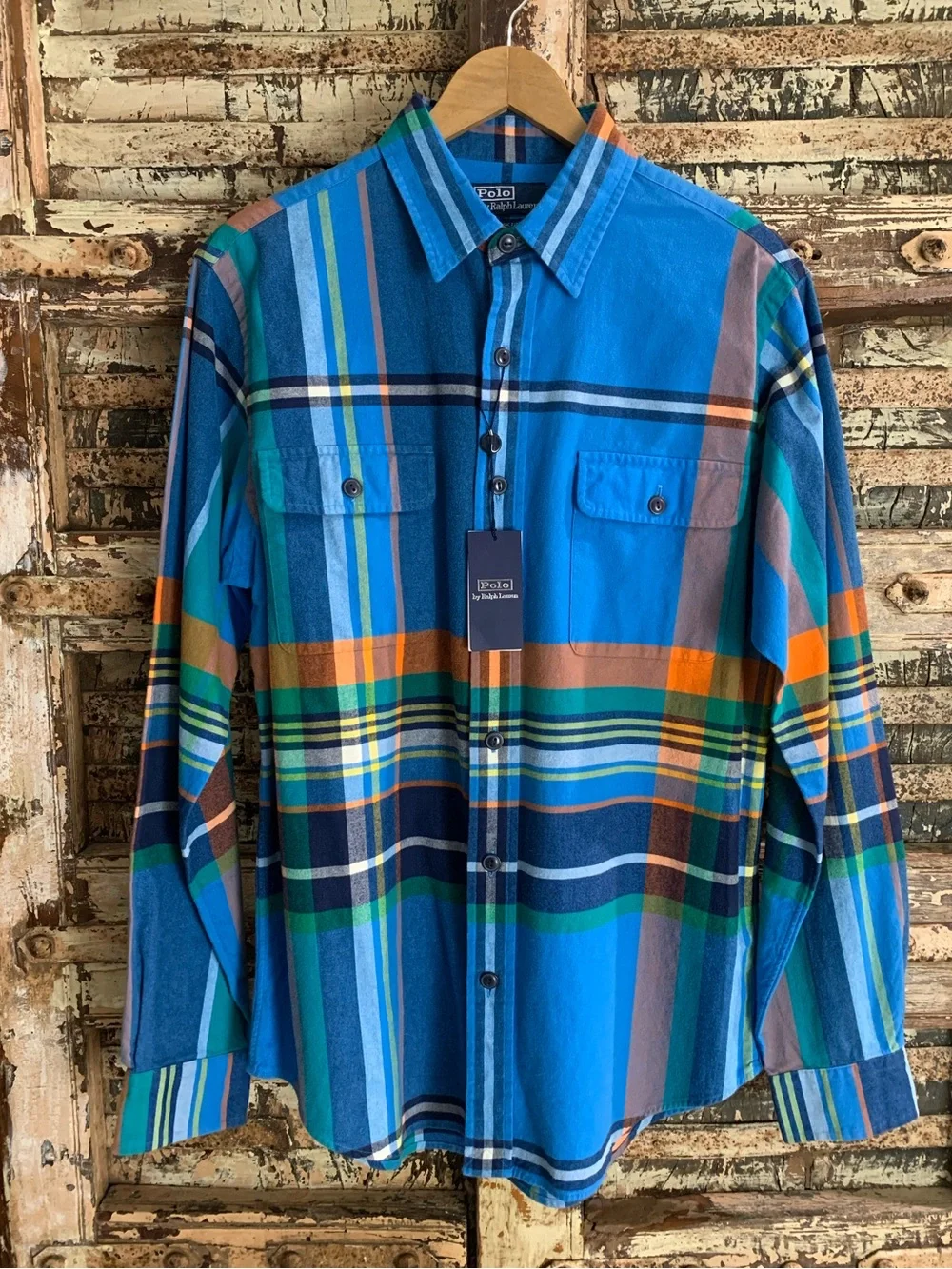 NWT Polo Ralph Lauren Holi Sun Valley Plaid Flannel Work Shirt, Classic Fit, M